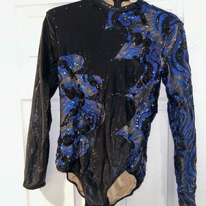 Glamour Blue/ Black Dance Costume